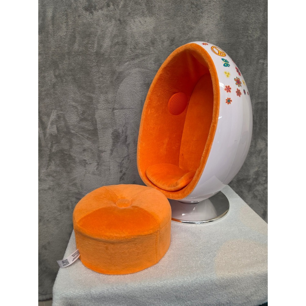 American Girl Julie Albright Egg Chair Ottoman Set Orange White